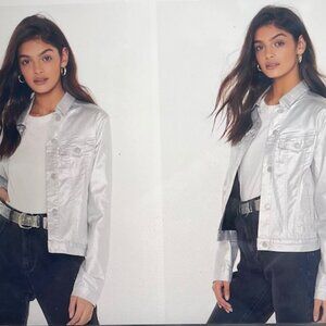 NWT Metallic Nasty Gal Jacket Faux Leather Size 10 - Silver